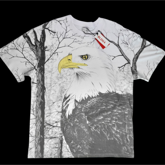 NWT BLDG4. Men's Eagle Eye America Freedom Wildlife SS Graphic Tee White Size L - Picture 1 of 5